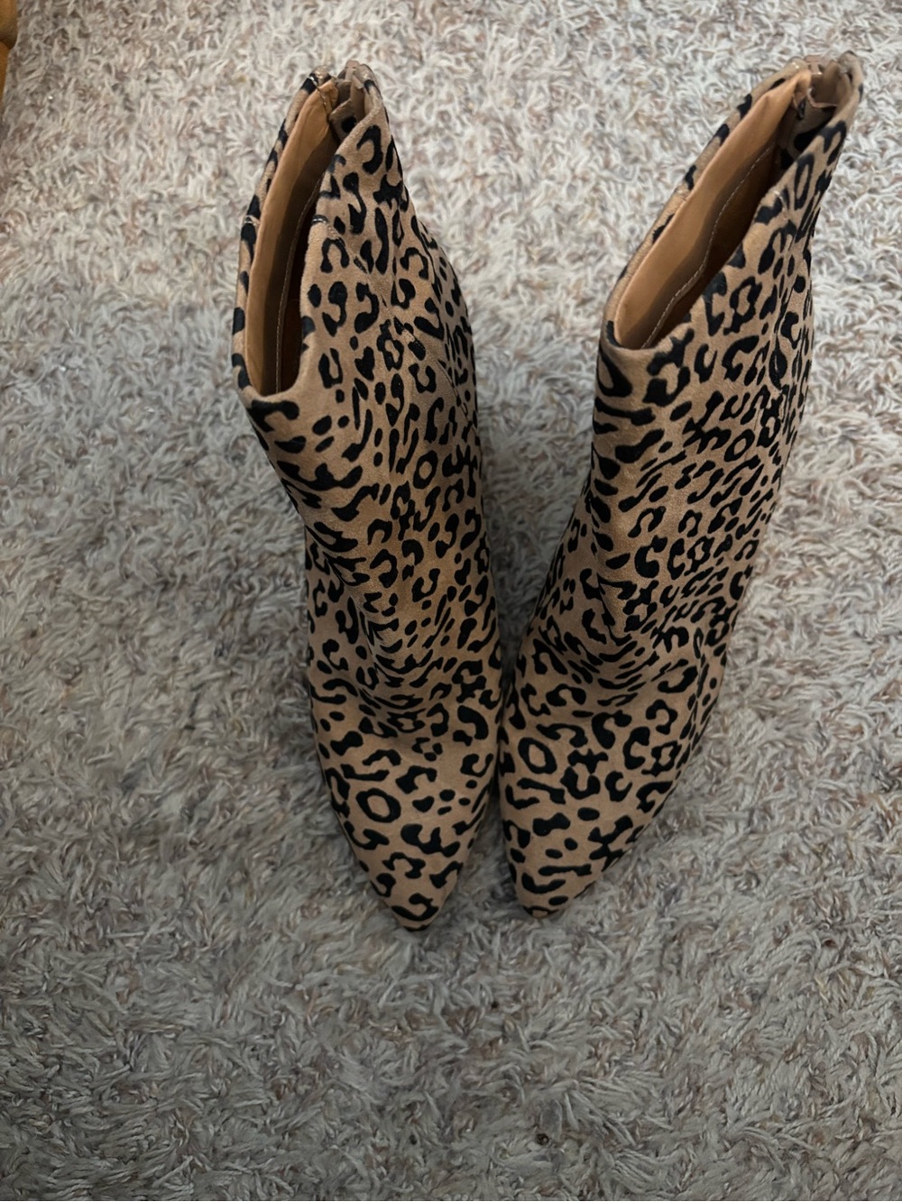 Steve Madden Leopard Print Pointed Ankle Boots - Tan & Black